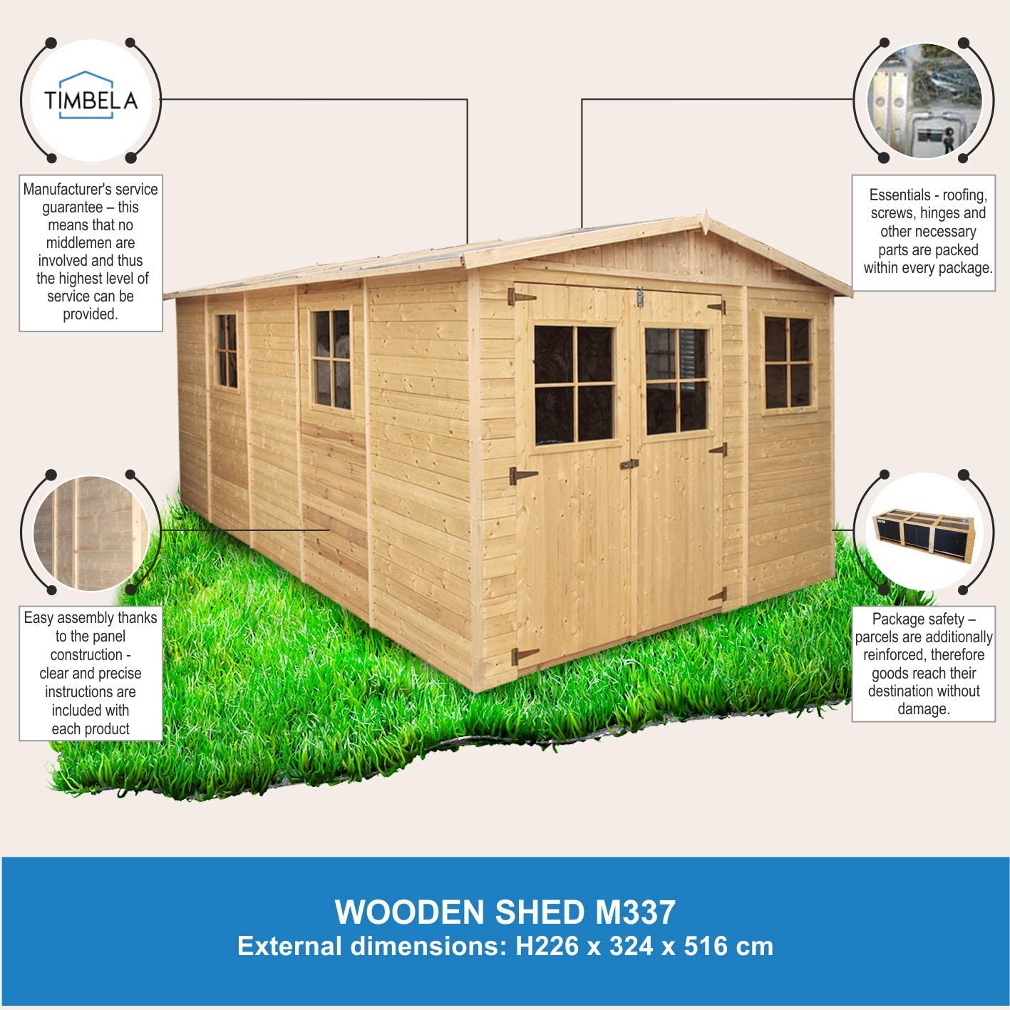 características caseta prefabricada de madera para jardin